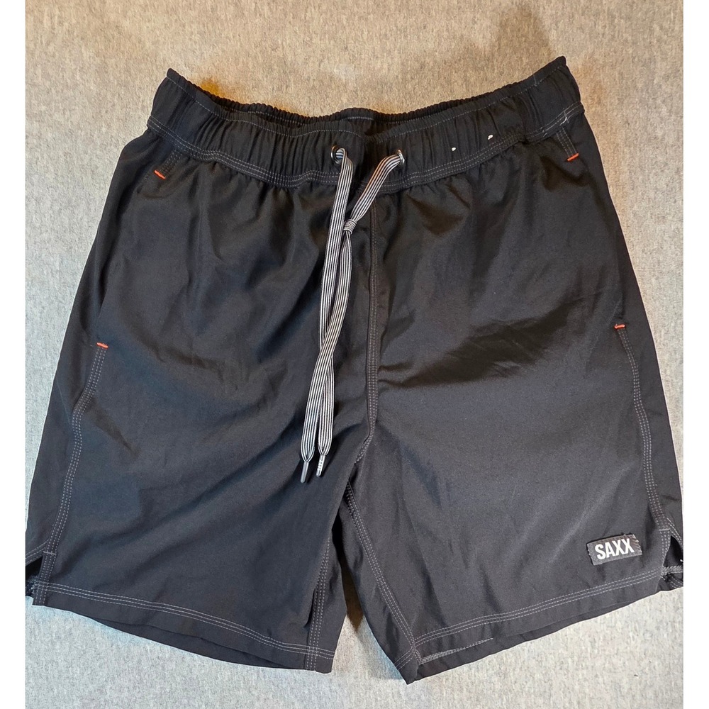 Saxx Oh Buoy 2N1 Volley Swim Shorts Mens Small Black 7" Inseam BallPark Pouch